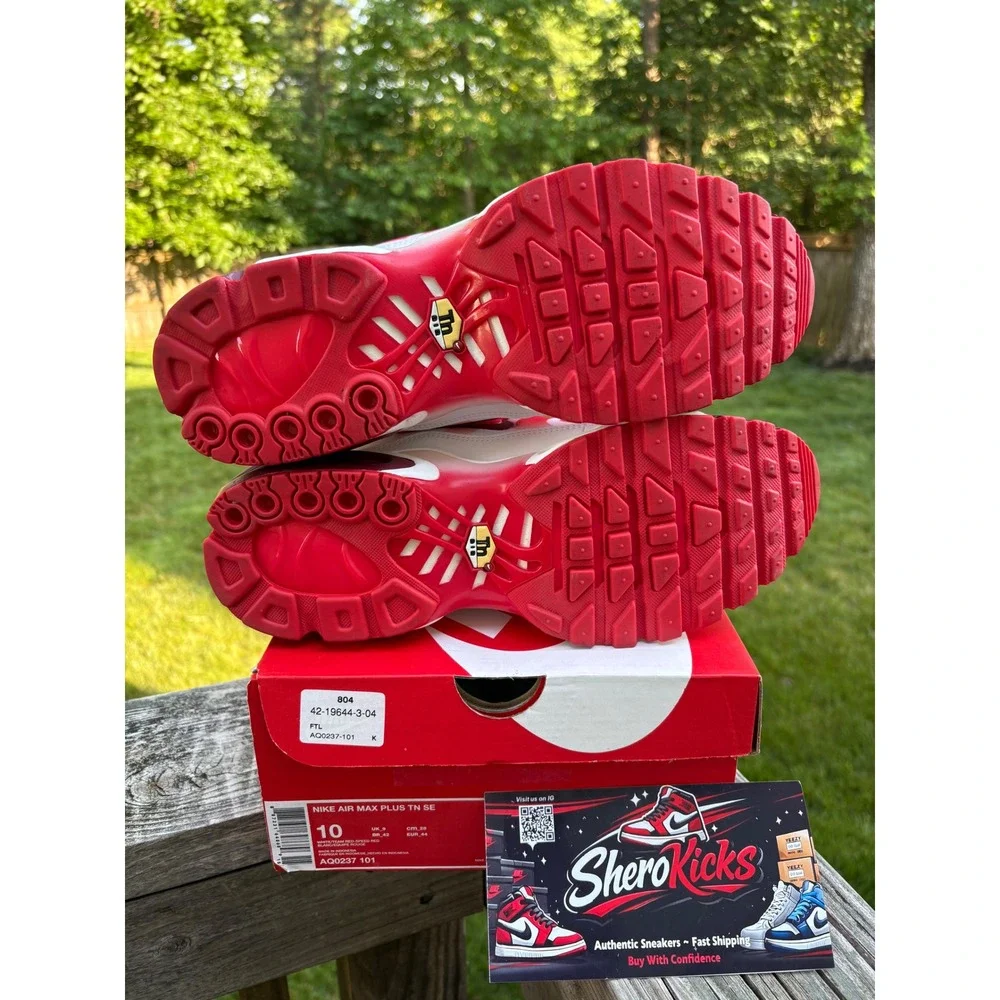 Nike Air Max Plus TN SE Team‎ Red Speed Red White AQ0237-101 Mens Size 10
